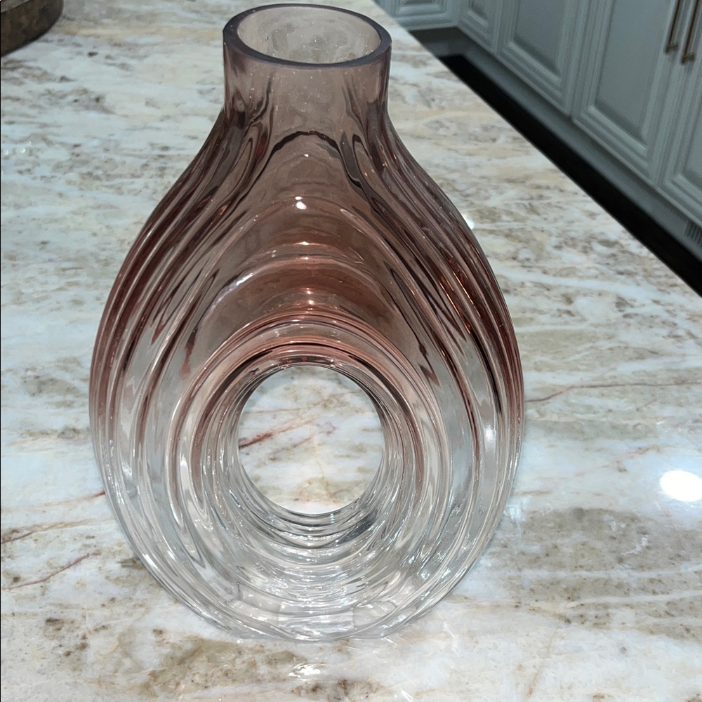 Elegant Glass Vase in Brown and Clear